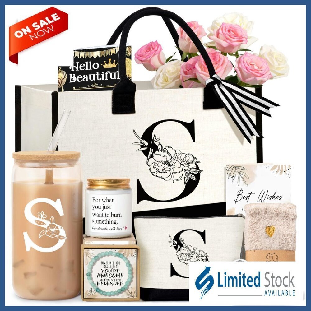 Personalized Monogram Tote Bag Gift Set for Women Teacher Mom